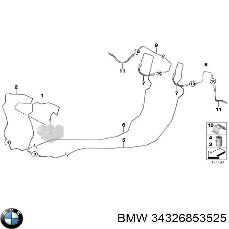 Шланг гальмівний задній, правий на BMW 1 (E81, E87)