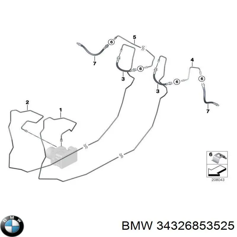 34326764488 BMW Шланг гальмівний задній, правий