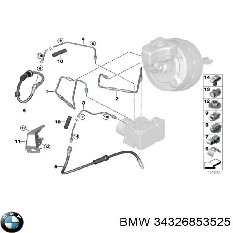 Шланг гальмівний задній, правий BMW 34326764488 ціна, від 40.41 USD