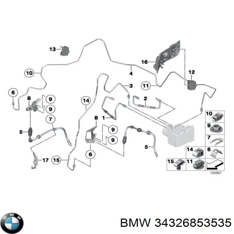 34326853535 BMW Шланг гальмівний задній, правий