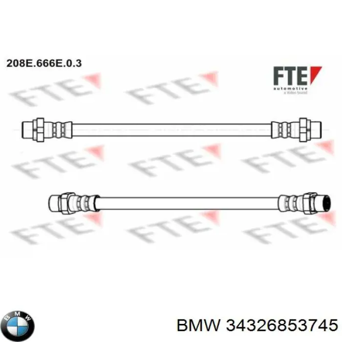 Шланг гальмівний задній, лівий BMW 34326853745 ціна, від 6.33 USD