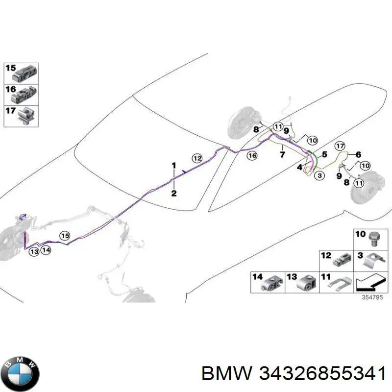 Шланг гальмівний задній, правий 34326855341 BMW