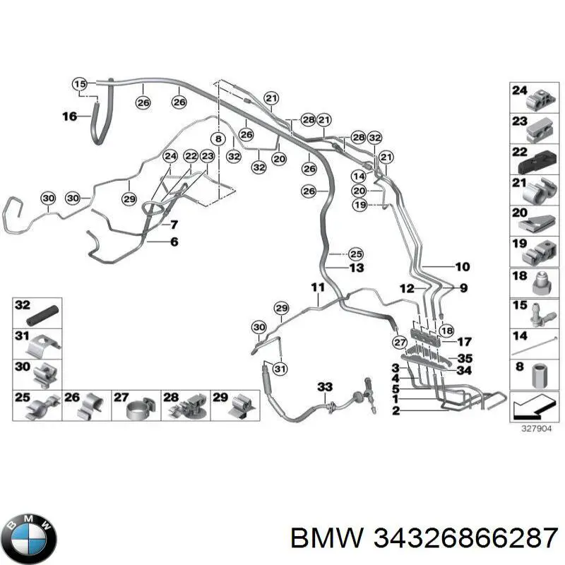 Купити 34326794942 BMW Трубка гальмівна передня права