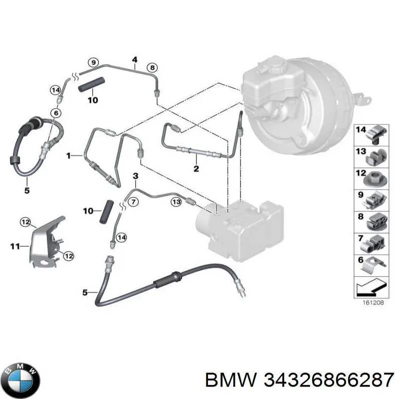 34326794942 BMW Трубка гальмівна передня права
