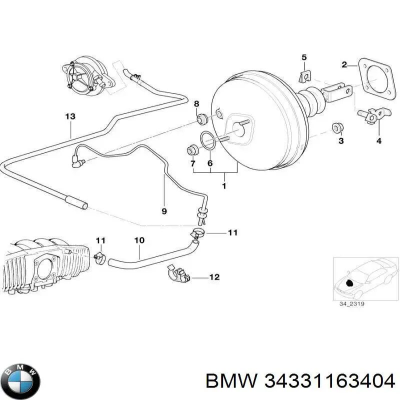 Вакуумника BMW 34331163404 ціна, від 28.57 USD