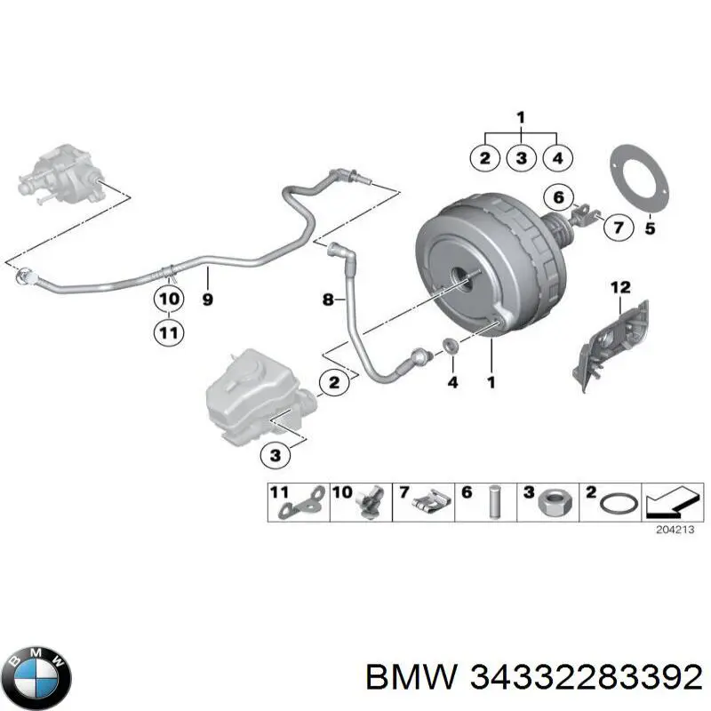 Вакуумний підсилювач гальм BMW 34332283392