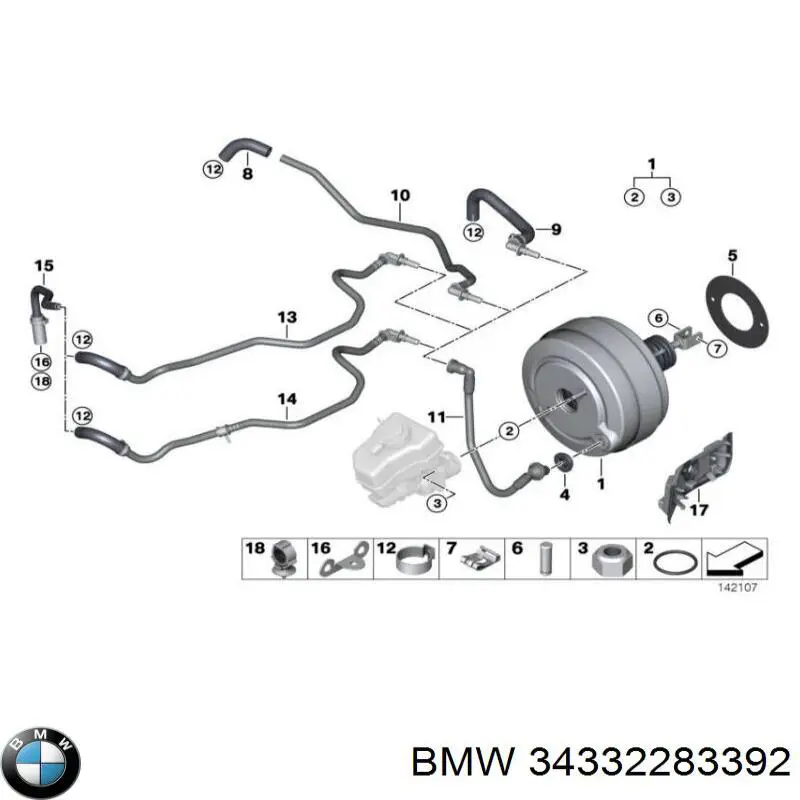 34332283392 BMW Підсилювач гальм вакуумний