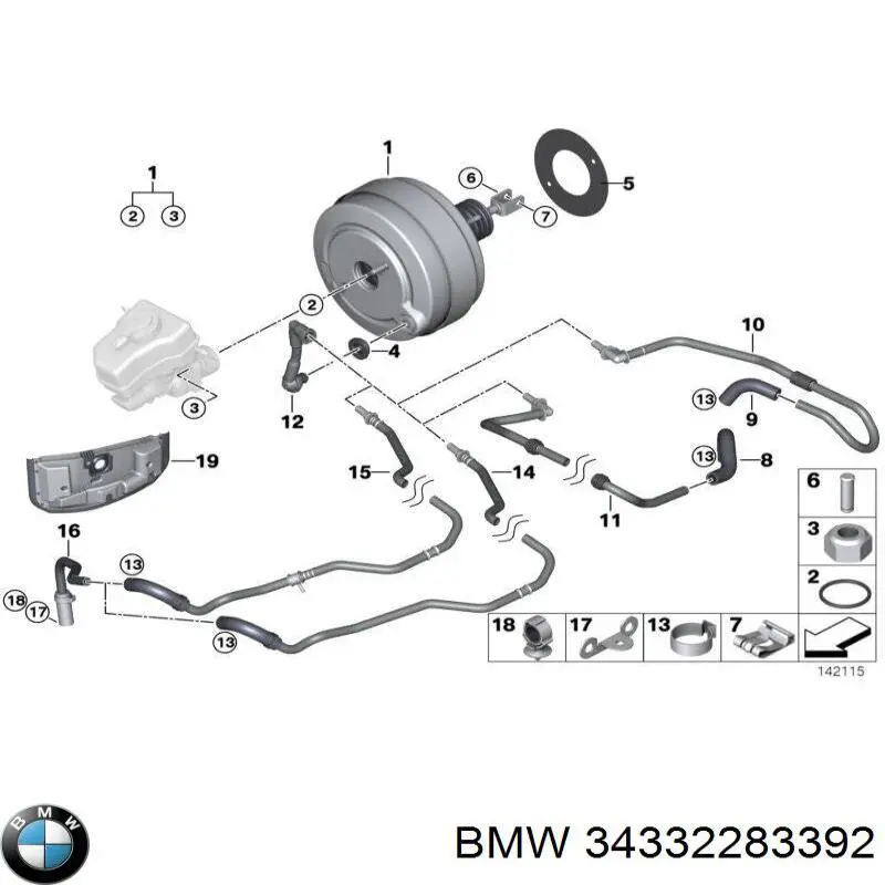 Підсилювач гальм 34332283392 BMW