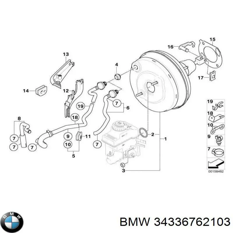 34336762103 BMW Трубопровід (гідровакуумного) підсилювача