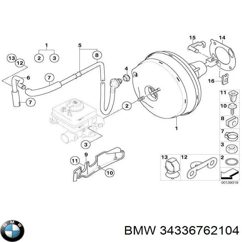 34336769629 BMW Трубопроводи підсилювача вакуумного