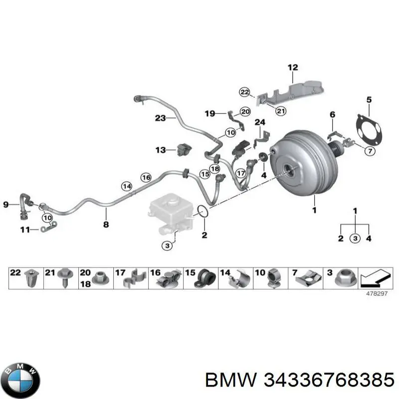 Шланг (патрубок) обігріву дросельної заслінки BMW 34336768385 ціна, від 63.52 USD