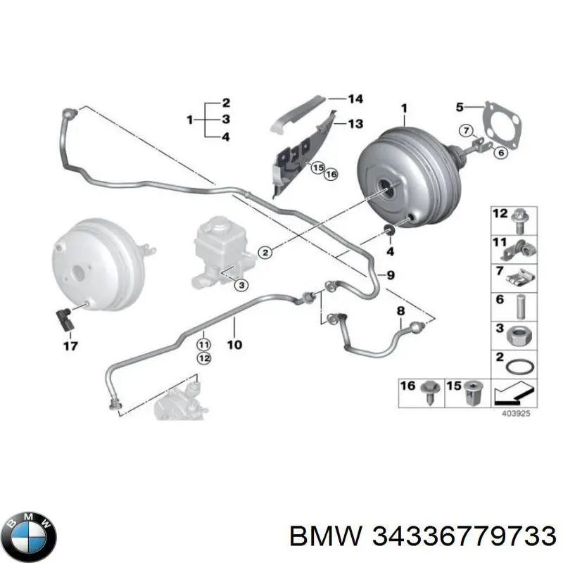 34336779733 BMW Підсилювач гальм вакуумний