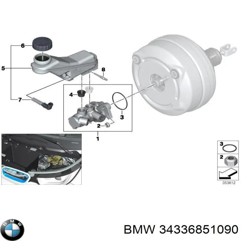 Кришка бачка головного гальмівного циліндру BMW 34336851090 ціна, від 5.78 USD