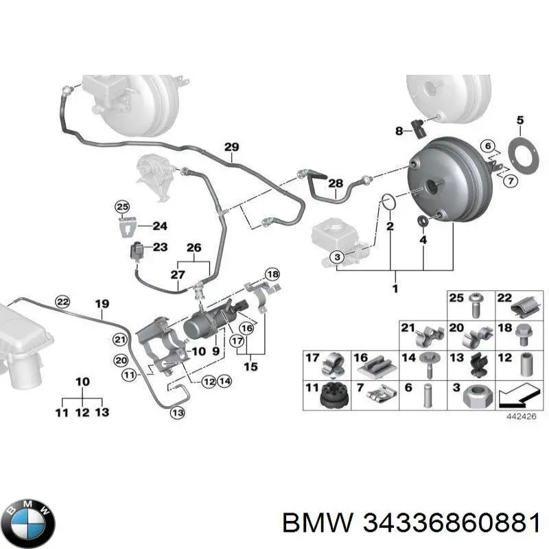 Насос вакуумний BMW 34336860881 ціна, від 532.15 USD