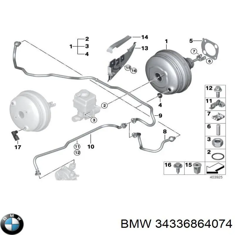 34336864074 BMW Підсилювач гальм вакуумний