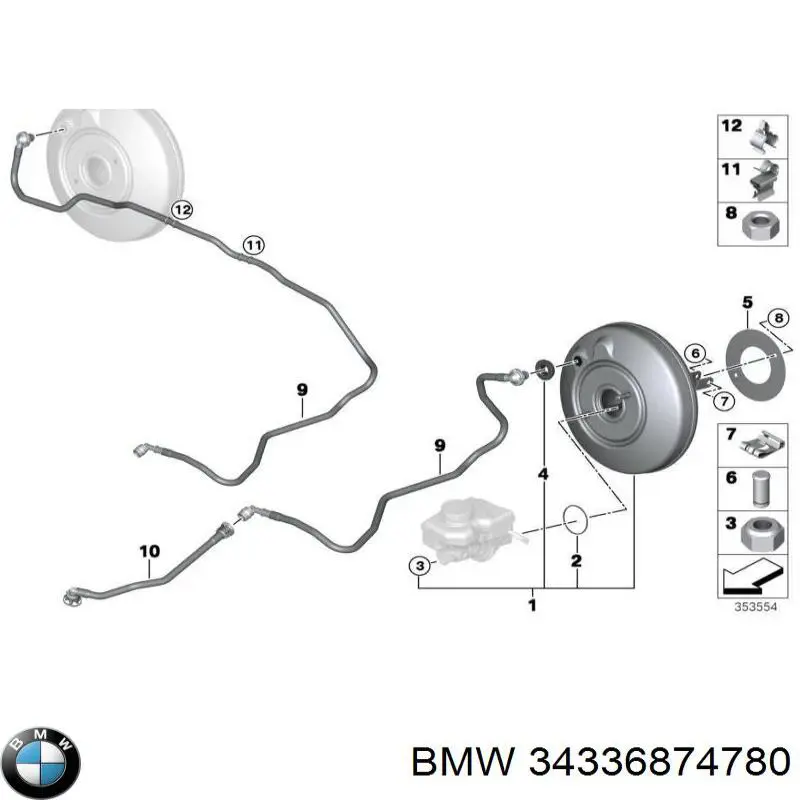 34336874780 BMW Підсилювач гальм вакуумний