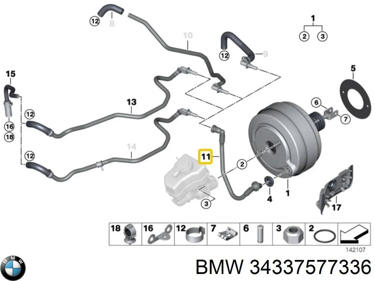 Трубка вакуумного підсилювача гальм 34336766080 BMW