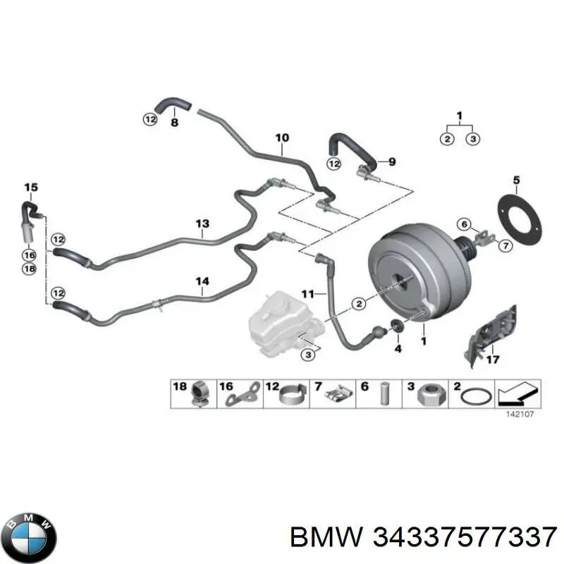 34336766080 BMW Трубка вакуумного підсилювача гальм