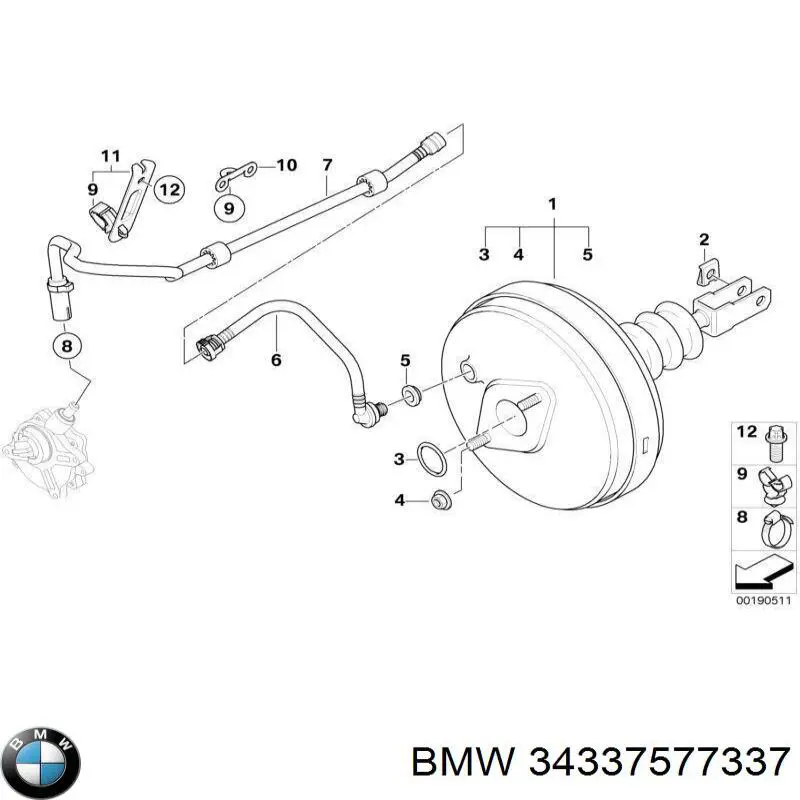 Трубка вакуумного підсилювача гальм 34337577337 BMW