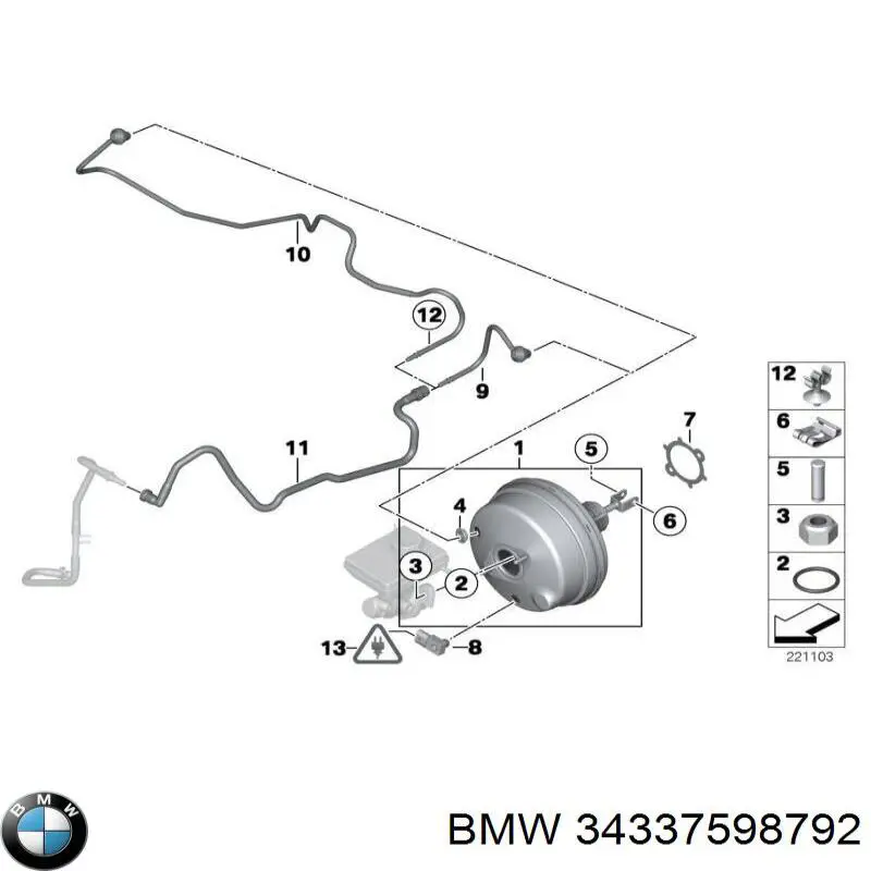 Трубка вакуумного підсилювача гальм BMW 34337598792 ціна, від 8.97 USD