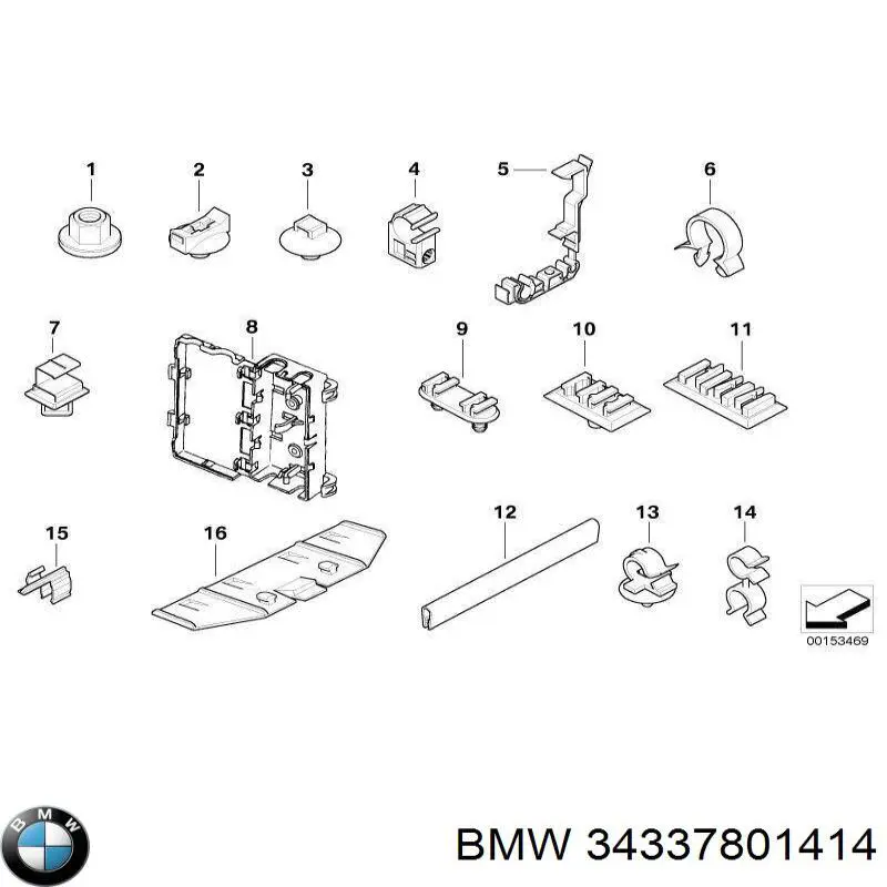Купити 34337801414 BMW Пістон (кліп) кріплення підкрилки переднього крила