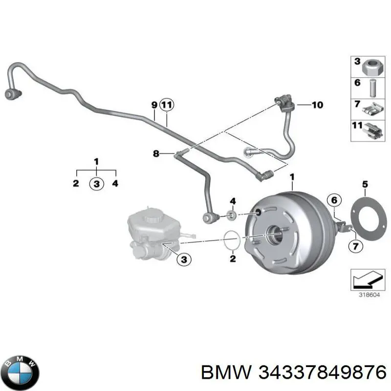 34337849876 BMW Підсилювач гальм вакуумний