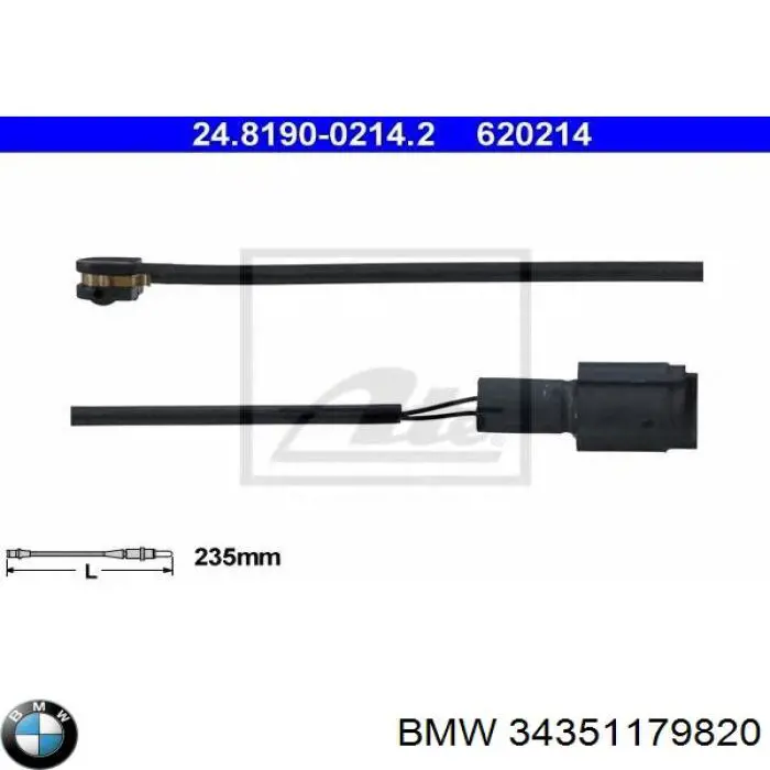 Датчик зносу гальмівних колодок, задній BMW 34351179820 ціна, від 2.66 USD
