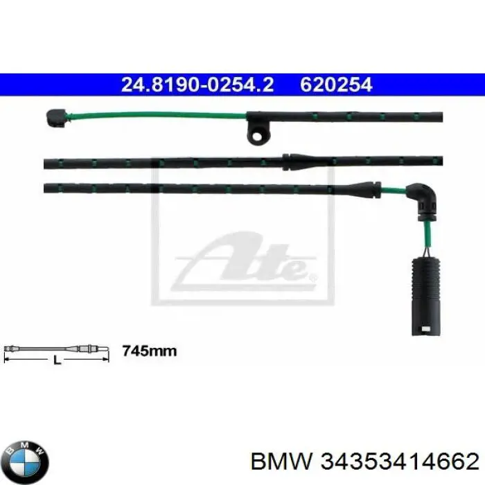 Датчик зносу гальмівних колодок, передній 34353414662 BMW