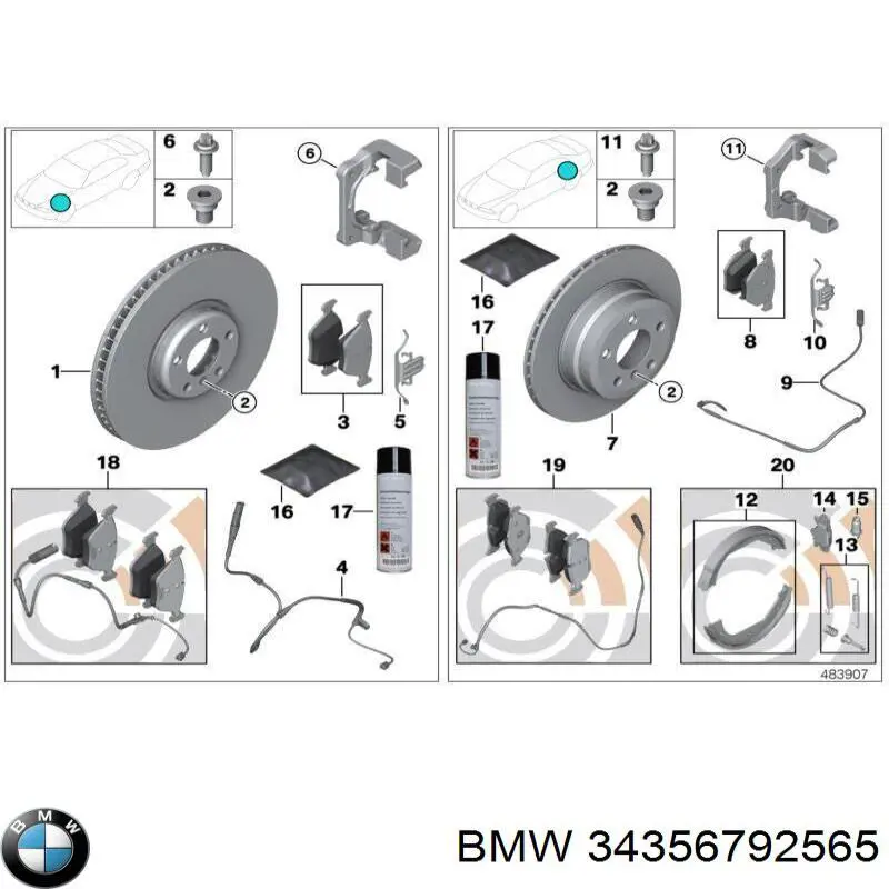 Датчик зносу гальмівних колодок, передній 34356792565 BMW
