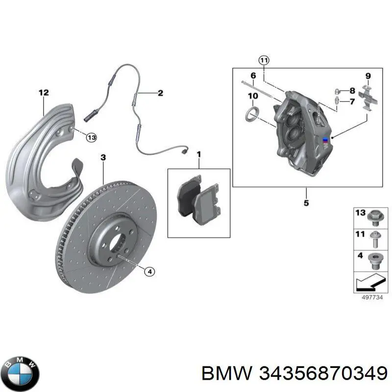 Датчик зносу гальмівних колодок, передній 34356870349 BMW