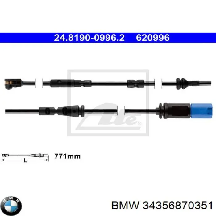 34356870351 BMW Датчик зносу гальмівних колодок, передній