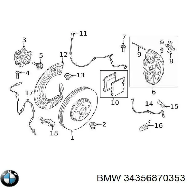34356870353 BMW Датчик зносу гальмівних колодок, передній