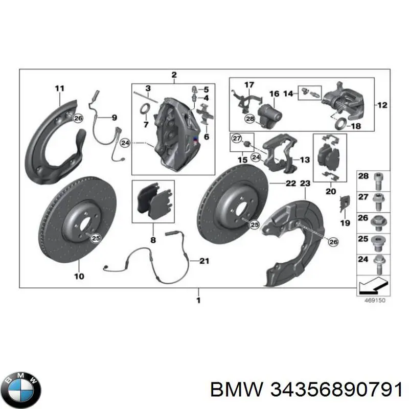 Купити 34356890791 BMW Датчик зносу гальмівних колодок, задній