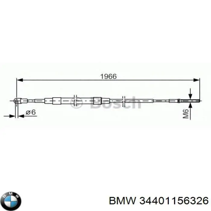 Купити 34401156326 BMW Трос ручного гальма задній, правий/лівий