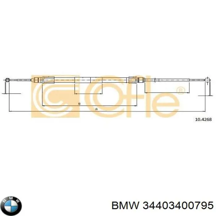 34403400795 BMW Трос ручного гальма задній, лівий