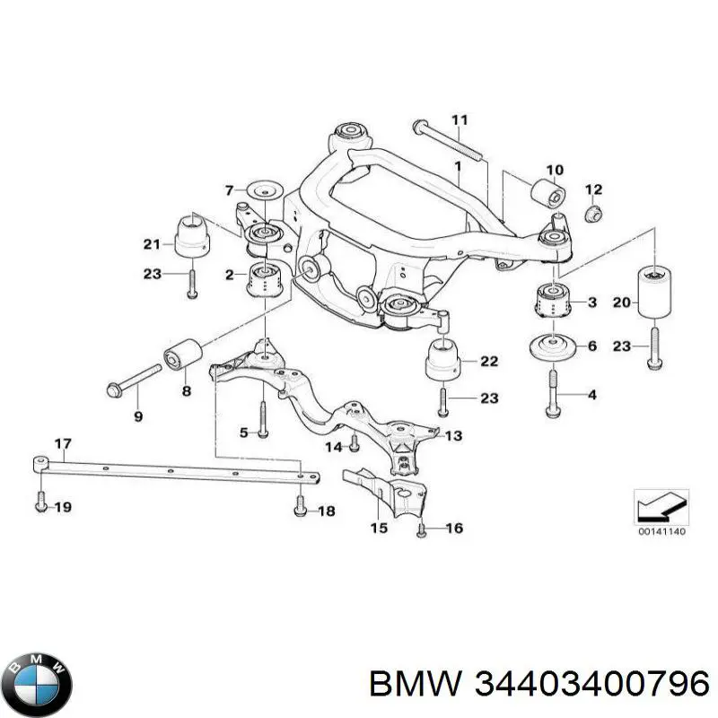 Купити 34403400796 BMW Трос ручного гальма задній, правий
