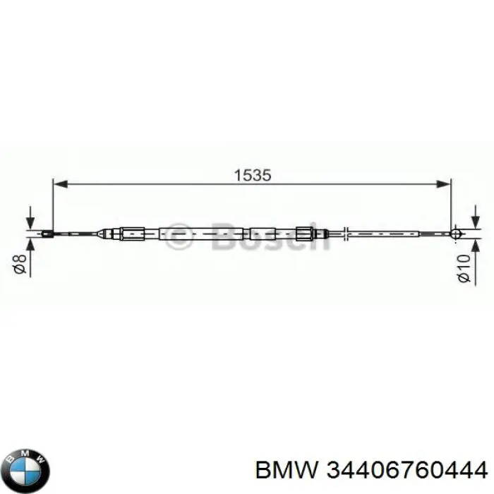 34406760444 BMW Трос ручного гальма задній, правий/лівий