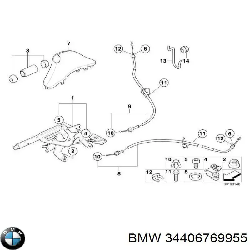 Трос стоянкового гальма задній лівий BMW 34406769955 ціна, від 24.50 USD
