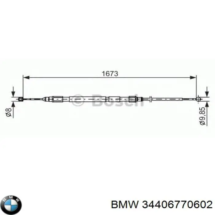 Купити 34406770602 BMW Трос ручного гальма задній, правий