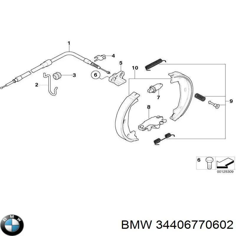 Трос ручного гальма задній, правий 34406770602 BMW
