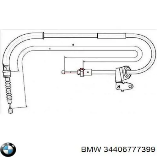 Купити 34406777399 BMW Трос ручного гальма задній, правий