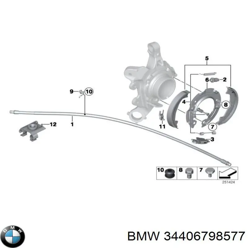 Трос ручного гальма задній, правий/лівий BMW 34406798577 ціна, від 16.77 USD
