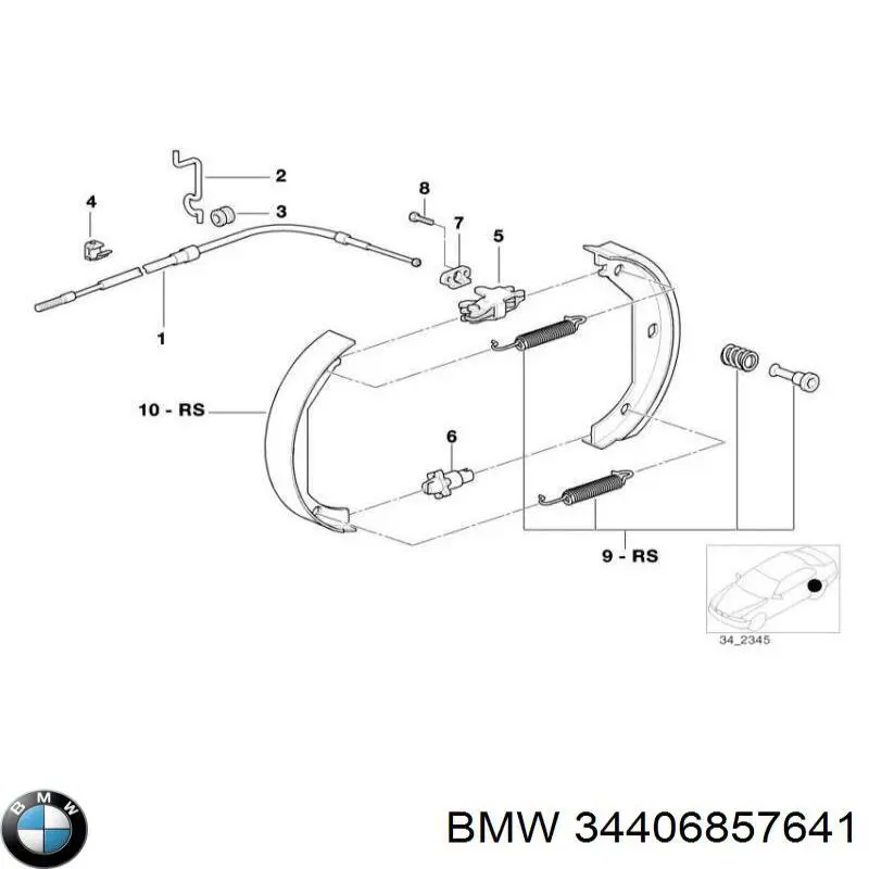 34406857641 BMW Трос ручного гальма задній, правий/лівий