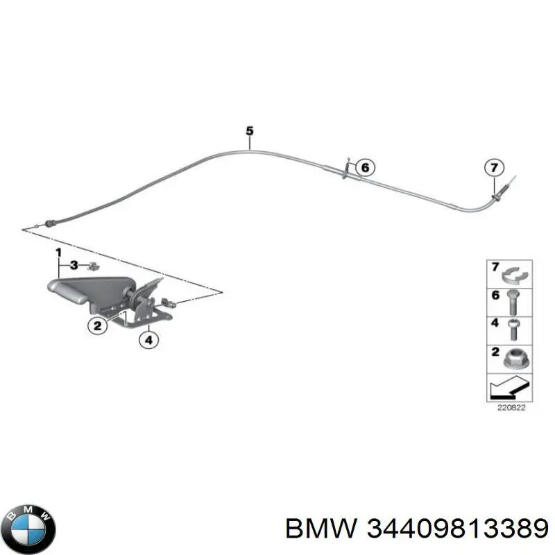 Трос стоянкового гальма задній лівий BMW 34409813389 ціна, від 23.75 USD