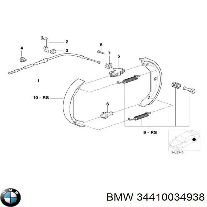 Монтажний комплект задніх барабанних колодок 34410034938 BMW