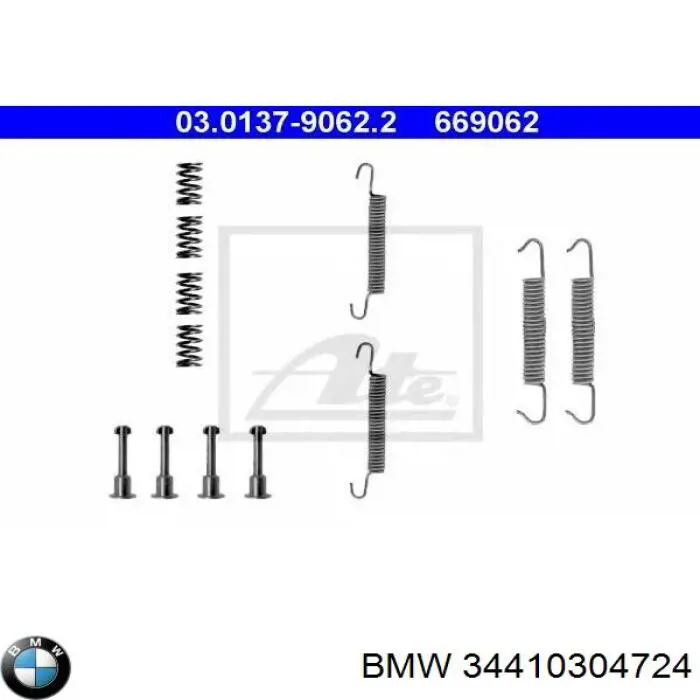 34410304724 BMW монтажний комплект задніх барабанних колодок