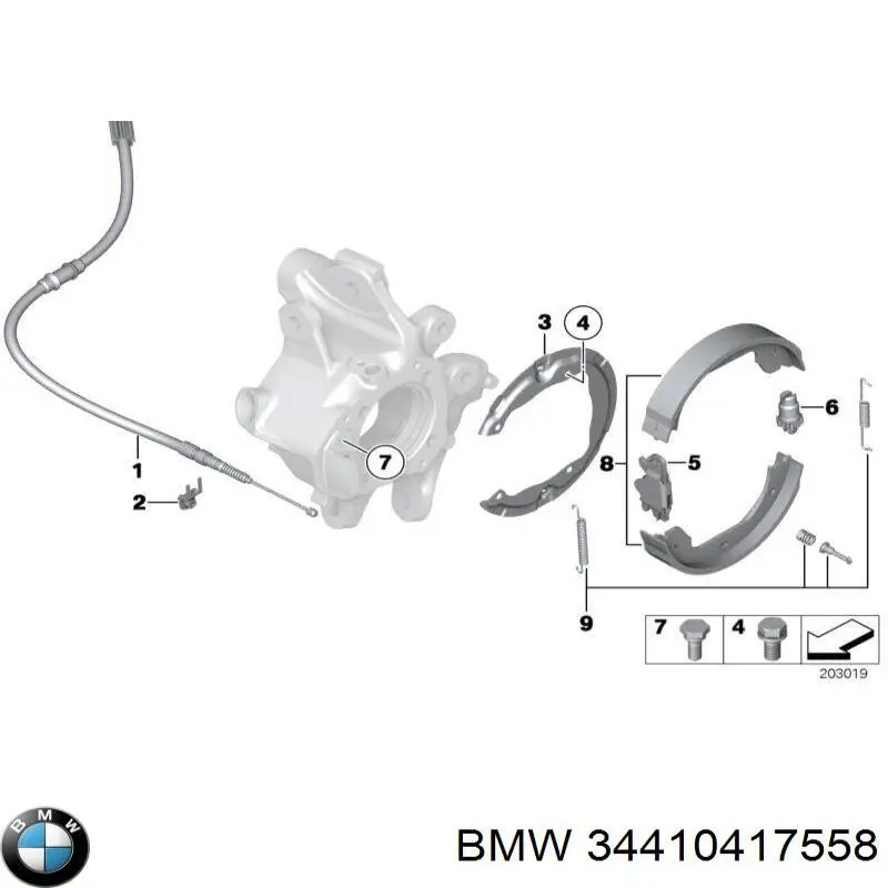 34410417558 BMW Монтажний комплект задніх барабанних колодок