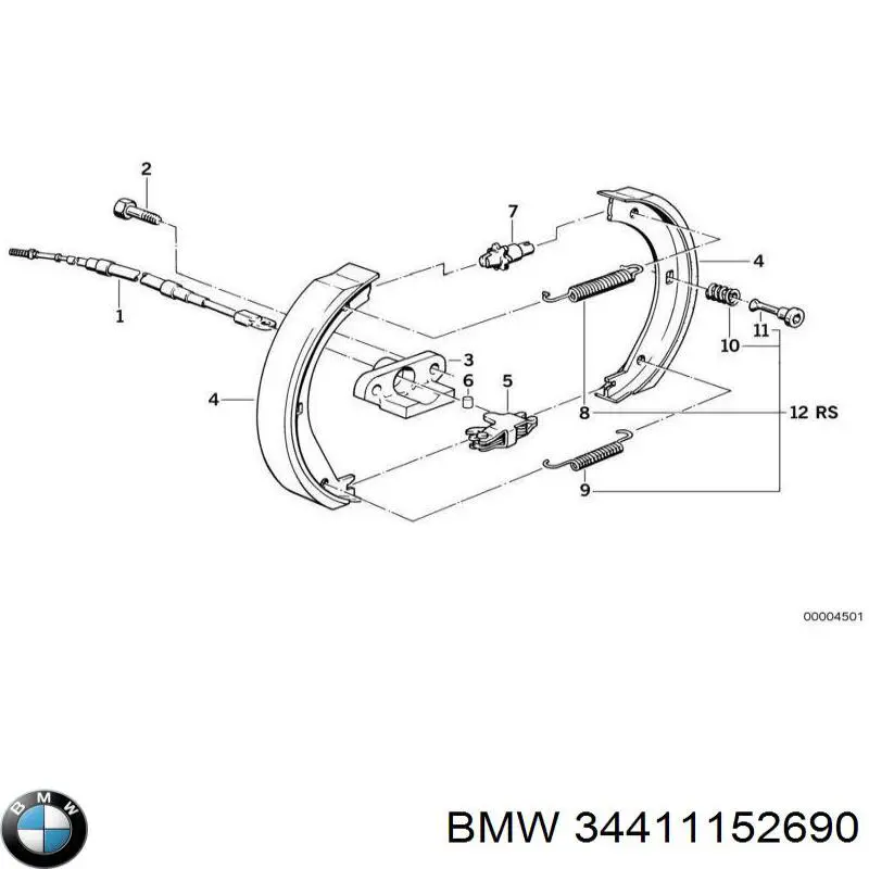 Трос ручного гальма задній, правий/лівий BMW 34411152690 ціна, від 58.66 USD