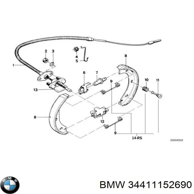 Купити 34411152690 BMW Трос ручного гальма задній, правий/лівий