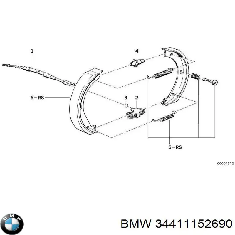Трос ручного гальма задній, правий/лівий 34411152690 BMW